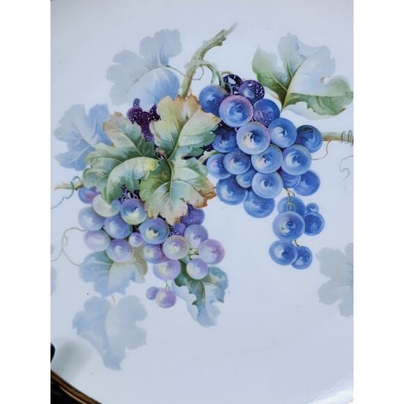 Bavaria Rounded Plate Grape Design Zeh Scherzer Gold Trim 8" Early 1900s Vintage - Picture 2 of 10